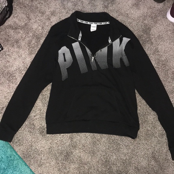 PINK Victoria's Secret Sweaters - Quarter zip Victoria Secret black sweatshirt